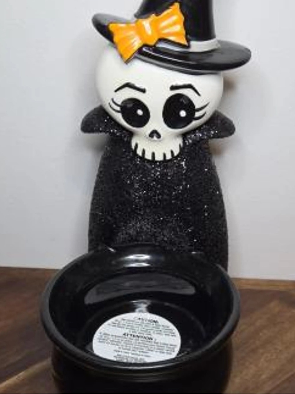 RARE Bath & BodyWorks Ceramic Skeleton Witch Mini Votive Halloween Candle Holder - Picture 3 of 4